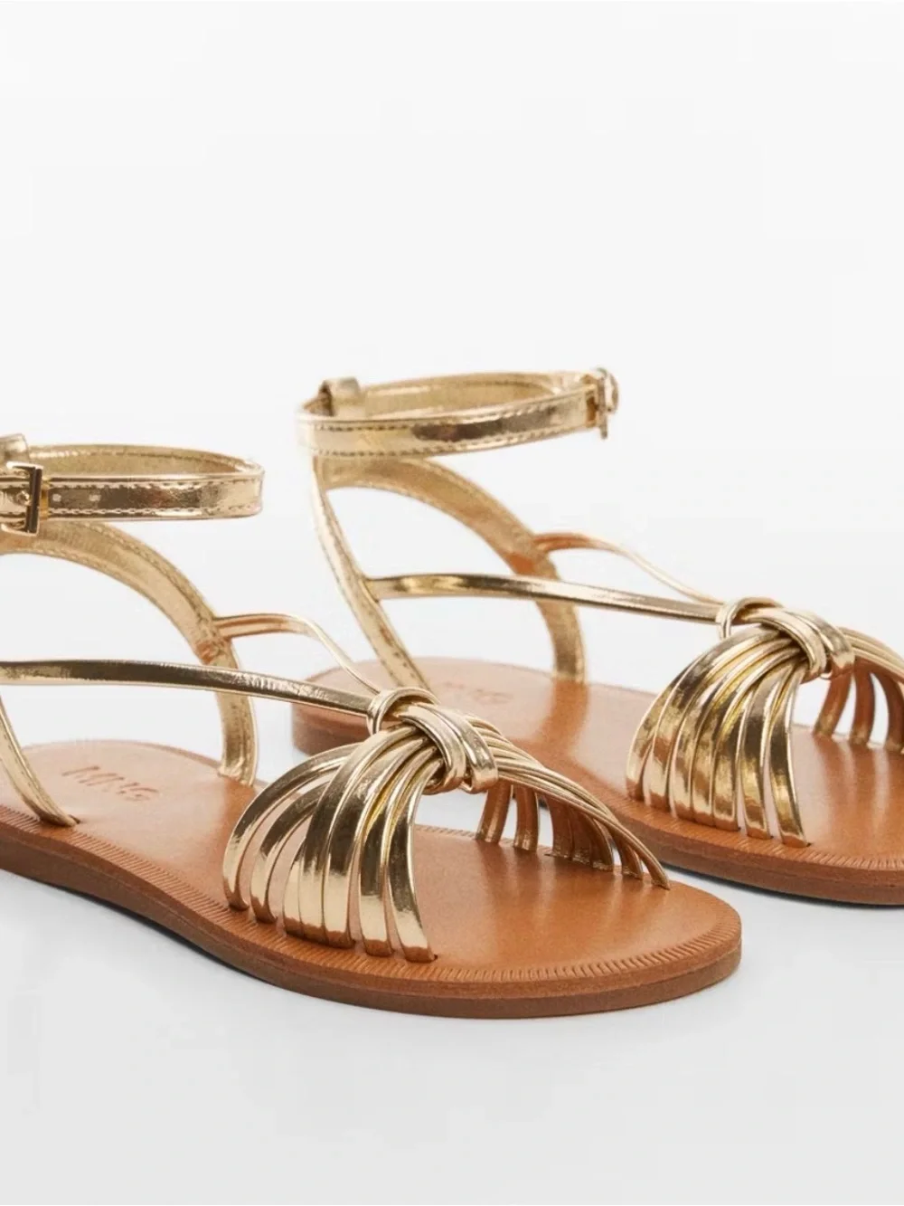 Mango Gold Strappy Flat Sandals -  Kids